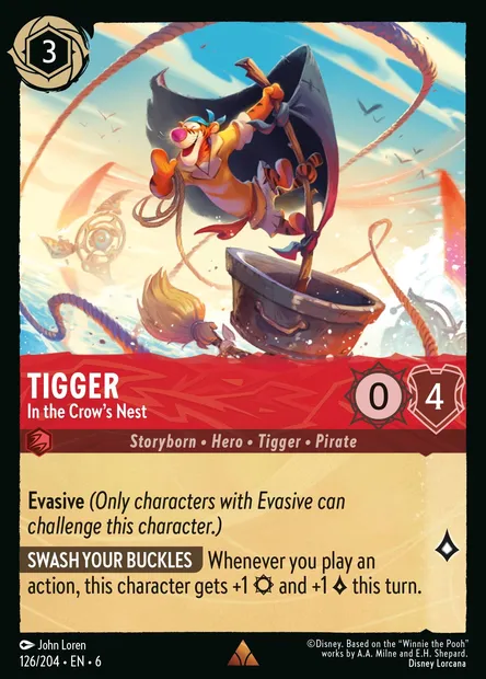 Tigger - In the Crow's Nest, Disney Lorcana card CH6-126 — Azurite Sea set
