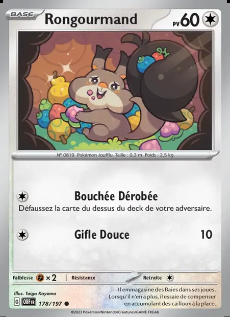 Rongourmand, carte Pokémon OBF 178 — extension Flammes Obsidiennes