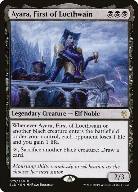 Ayara, First of Locthwain, Magic card ELD 75 — Throne of Eldraine set