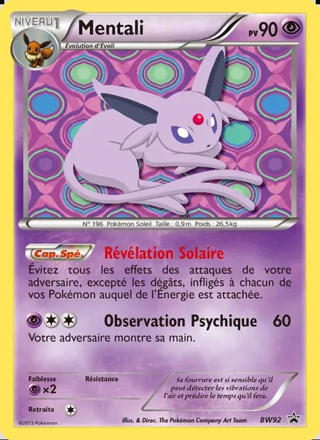 Mentali, carte Pokémon BW 92 — extension Promo BW