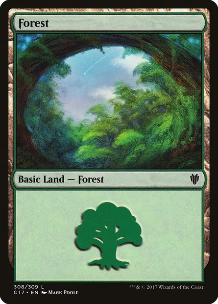 Forest, Magic card C17 308 — Commander 2017 set
