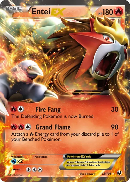 Entei-EX, Pokémon card DEX 13 — Dark Explorers set