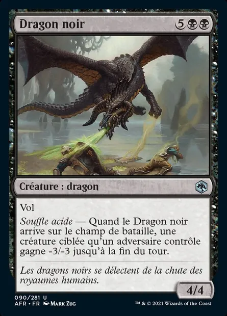 Dragon noir, carte Magic AFR 90 — extension Forgotten Realms: Aventures dans les Royaumes Oubliés