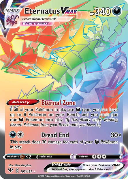 Eternatus VMAX, Pokémon card DAA 192 — Darkness Ablaze set