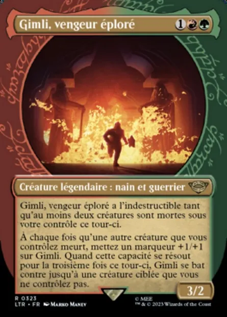 Gimli, vengeur éploré, carte Magic LTR 323 — extension Le Seigneur des Anneaux : chroniques de la Terre du Milieu