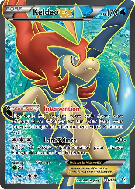Keldeo EX, carte Pokémon BCR 142 — extension Frontières Franchies