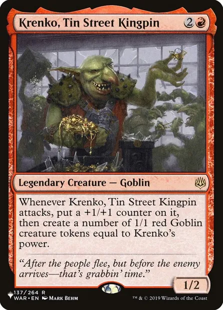 Krenko, Tin Street Kingpin, Magic card PLST WAR-137 — The List set