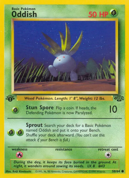 Oddish, Pokémon card JU 58 — Jungle set