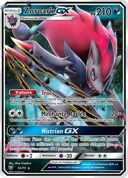 Zoroark GX, carte Pokémon SLG 53 — extension Légendes Brillantes