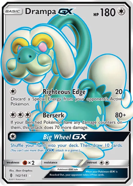Drampa GX, Pokémon card GRI 142 — Guardians Rising set