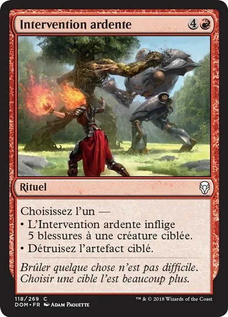 Intervention ardente, carte Magic DOM 118 — extension Dominaria