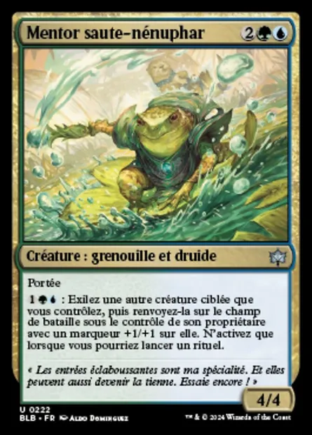 Mentor saute-nénuphar, carte Magic BLB 222 — extension Bloomburrow