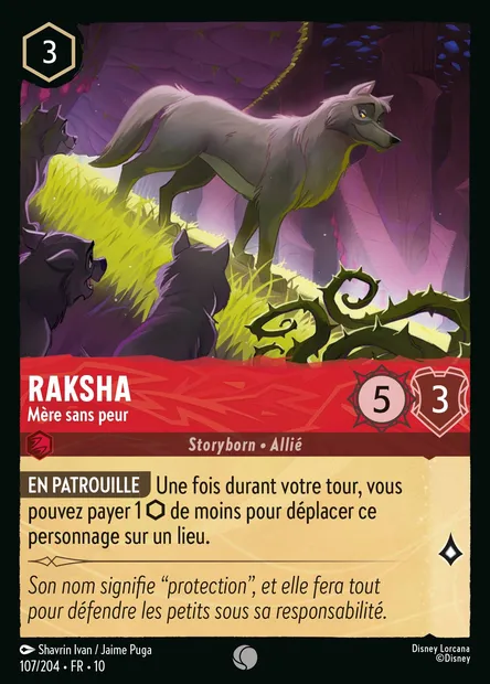 Raksha - Mère sans peur, carte Disney Lorcana CH10-107 — extension Lueurs dans les Profondeurs