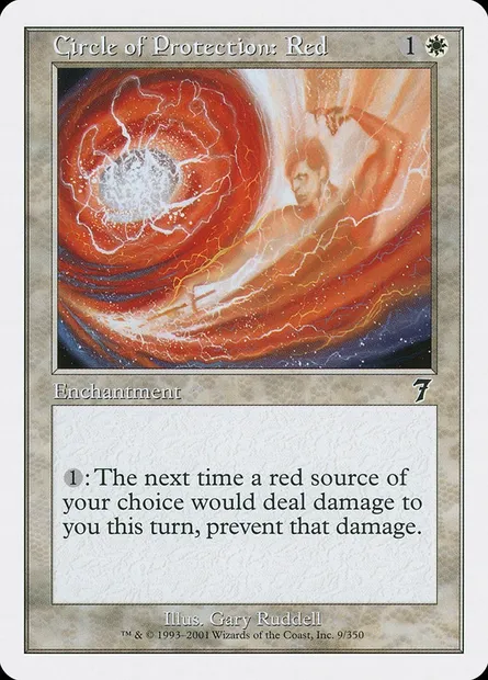 Cercle de protection : rouge, carte Magic 7ED 9 — extension Septième Edition