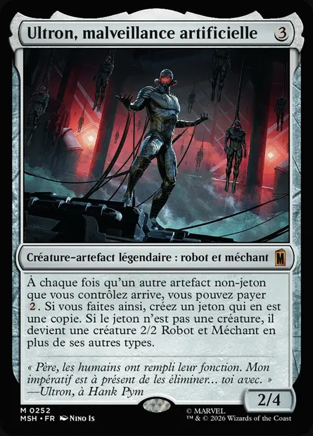 Ultron, malveillance artificielle, carte Magic MSH 252 — extension Marvel Super Heroes