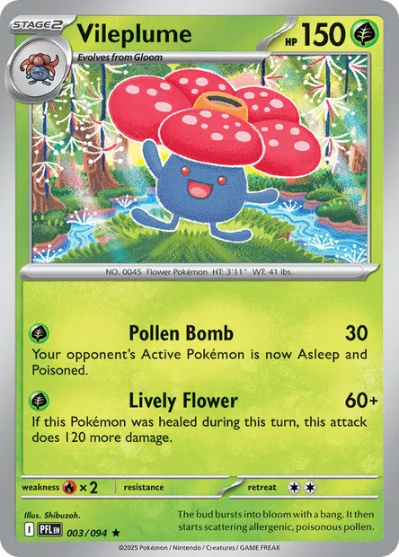 Vileplume, Pokémon card PFL 003 — Phantasmal Flames set