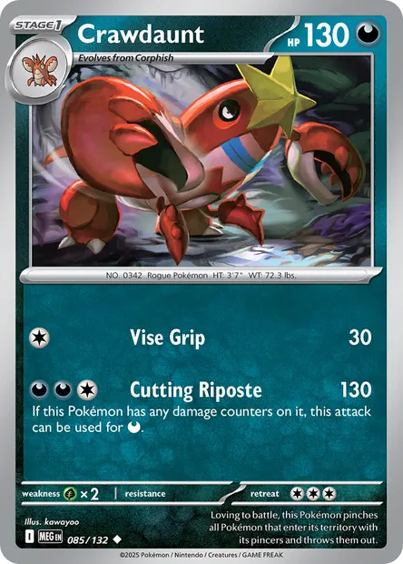 Crawdaunt, Pokémon card MEG 085 — Mega Evolution set