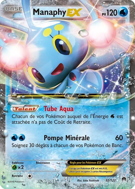 Manaphy EX, carte Pokémon BKP 32 — extension Rupture Turbo