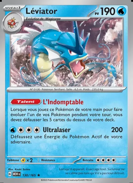 Léviator, carte Pokémon MEW 130 — extension 151