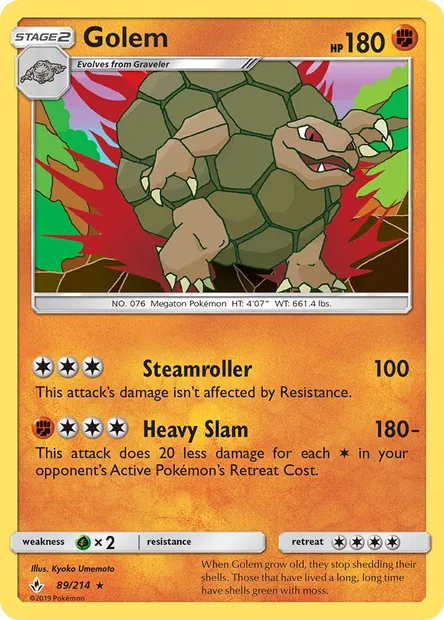 Golem, Pokémon card UNB 89 — Unbroken Bonds set
