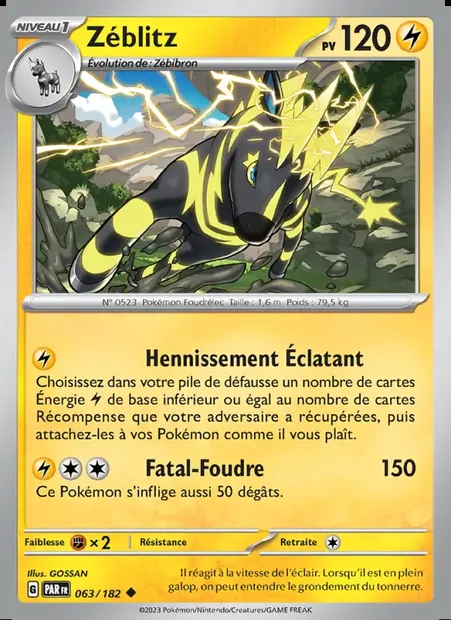 Zéblitz, carte Pokémon PAR 063 — extension Faille Paradoxe