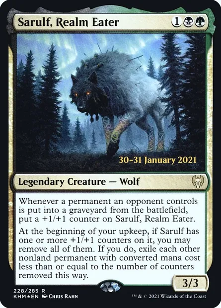 Sarulf, Realm Eater, Magic card PKHM 228s — Kaldheim Promos set