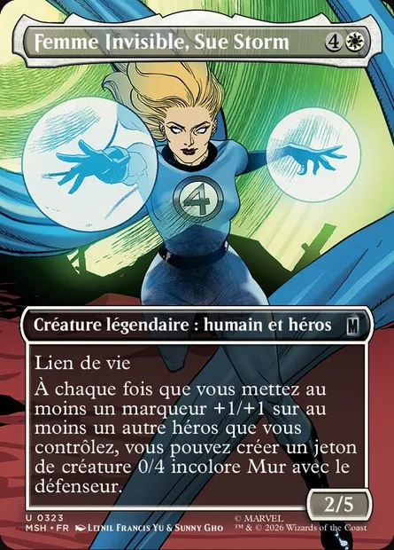 Femme Invisible, Sue Storm, carte Magic MSH 323 — extension Marvel Super Heroes