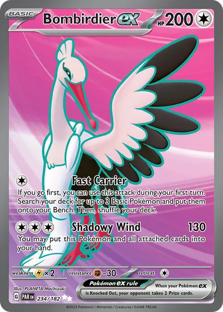Bombirdier ex, Pokémon card PAR 234 — Paradox Rift set
