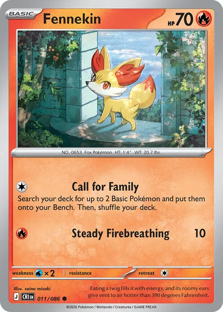 Fennekin, Pokémon card CRI 011 — Chaos Rising set
