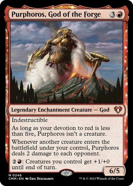 Purphoros, dieu des Forges, carte Magic CMM 246 — extension Commander Masters