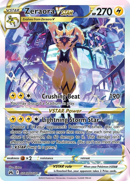 Zeraora VSTAR, Pokémon card CRZ GG43 — Crown Zenith set