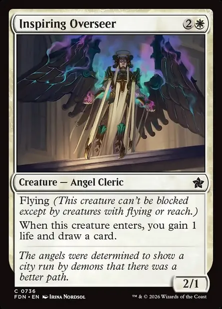 Inspiring Overseer, Magic card FDN 736 — Foundations set