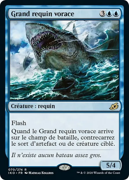 Grand requin vorace, carte Magic IKO 70 — extension Ikoria: Lair of Behemoths