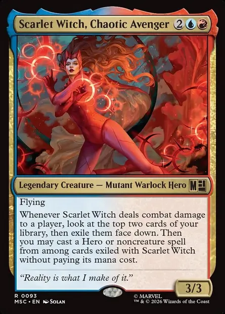 Scarlet Witch, Chaotic Avenger, Magic card MSC 93 — Marvel Super Heroes Commander set