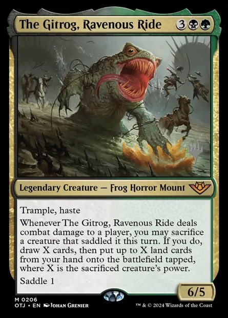 The Gitrog, Ravenous Ride, Magic card POTJ 206p — Outlaws of Thunder Junction Promos set