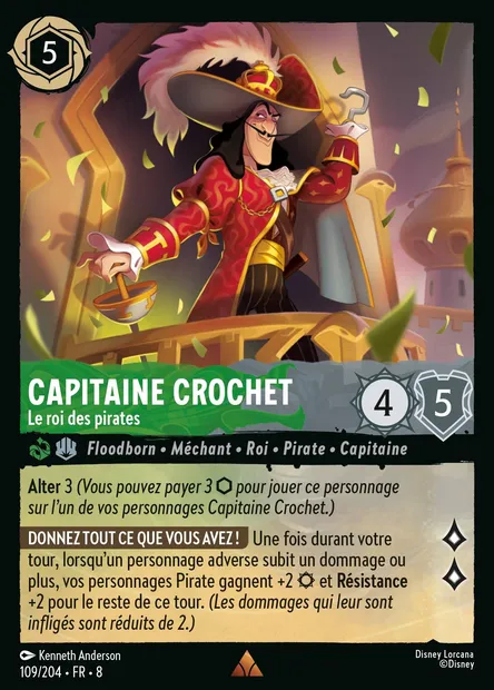 Capitaine Crochet - Le roi des pirates, carte Disney Lorcana CH8-109 — extension Le Règne de Jafar