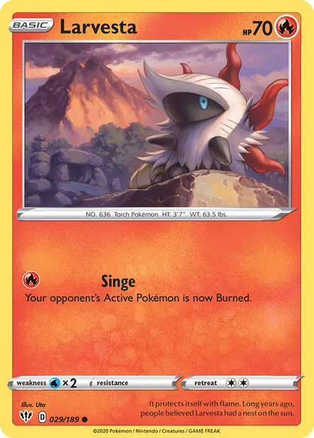 Larvesta, Pokémon card DAA 29 — Darkness Ablaze set