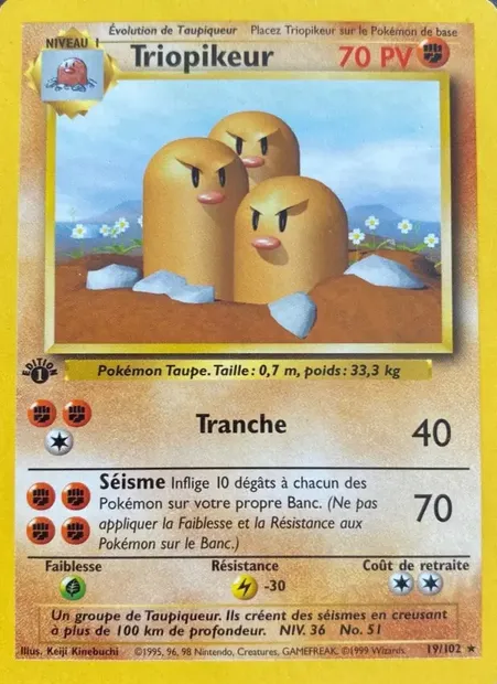 Triopikeur, carte Pokémon BS 19 — extension Set de Base