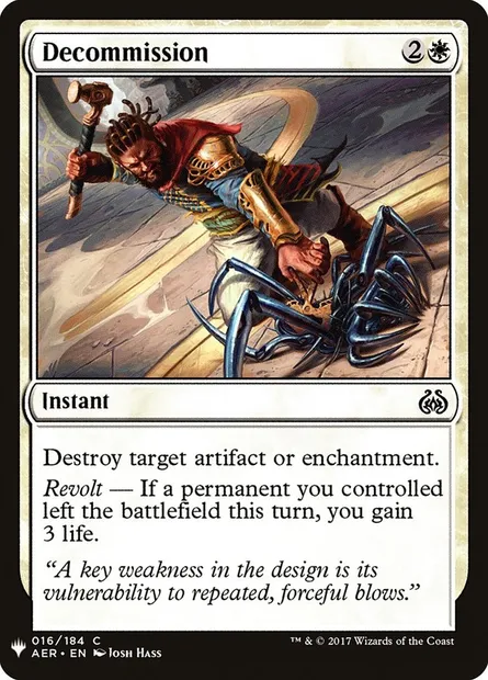 Decommission, Magic card PLST AER-16 — The List set