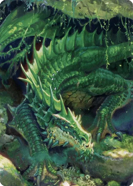 Lurking Green Dragon // Lurking Green Dragon, carte Magic ACLB 1 — extension Battle for Baldur's Gate Art Series