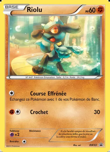 Riolu, carte Pokémon BW 33 — extension Promo BW