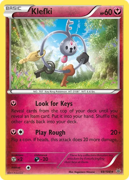 Klefki, Pokémon card ROS 48 — Roaring Skies set