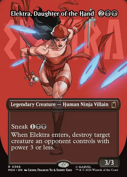 Elektra, Daughter of the Hand, Magic card MSH 366 — Marvel Super Heroes set