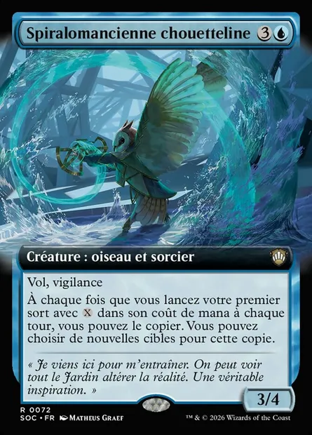 Spiralomancienne chouetteline, carte Magic SOC 72 — extension Secrets of Strixhaven Commander