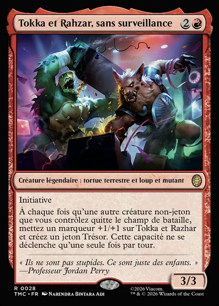 Tokka et Rahzar, sans surveillance, carte Magic TMC 28 — extension Teenage Mutant Ninja Turtles Eternal