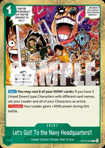 Let's Go!! To the Navy Headquarters!!, One Piece card OP16-038 — THE TIME OF BATTLE set
