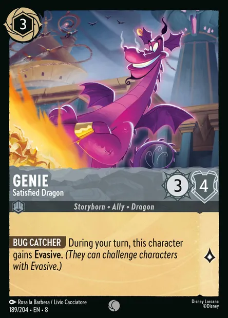 Genie - Satisfied Dragon, Disney Lorcana card CH8-189 — The Reign of Jafar set