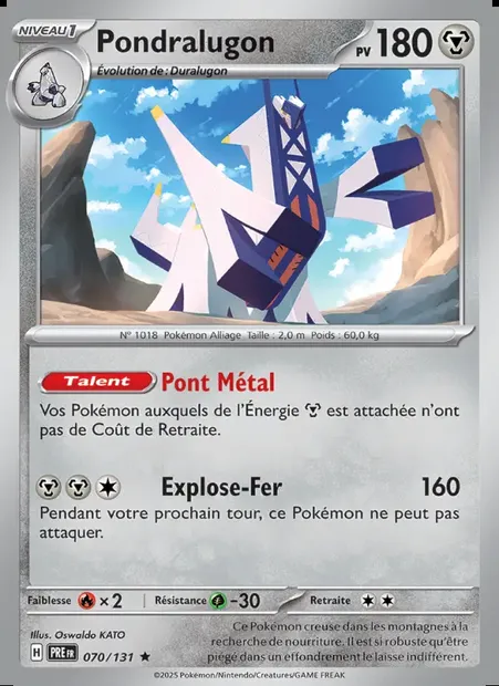 Pondralugon, carte Pokémon PRE 070 — extension Évolutions Prismatiques