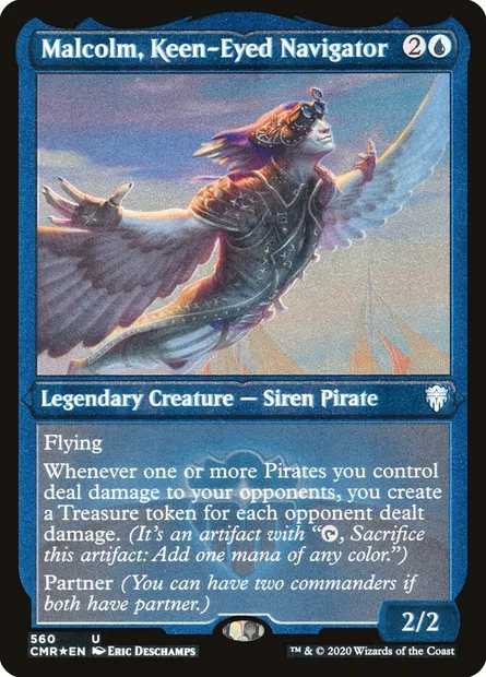 Malcolm, Keen-Eyed Navigator, Magic card CMR 560 — Commander Legends set
