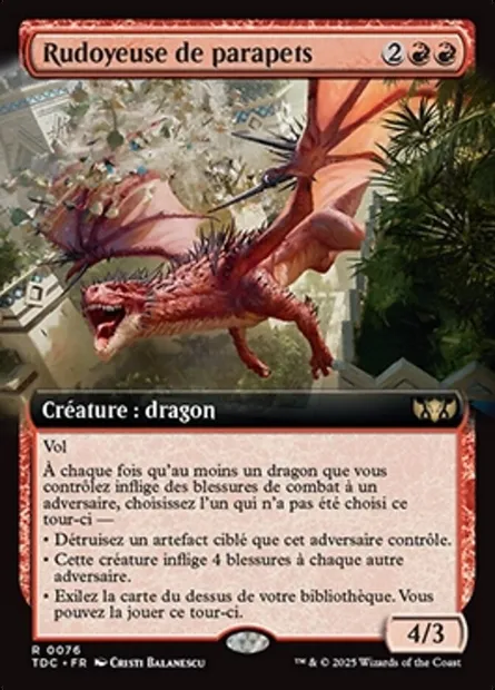 Rudoyeuse de parapets, carte Magic TDC 76 — extension Tarkir: Dragonstorm Commander